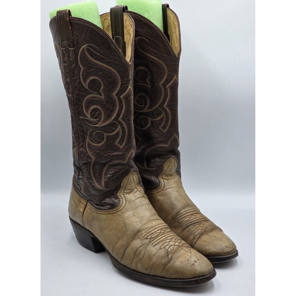 Nocona 56200 Western Cowboy Boots Mens 10B Brown Tan Leather Vintage USA